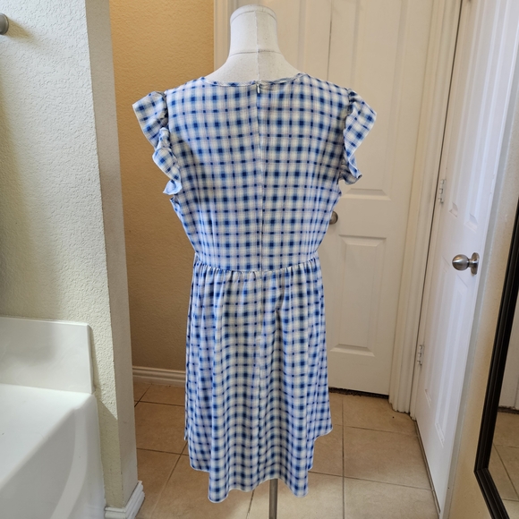 SHEIN Blue Plaid Ruffle Mini Dress Size Size XL - Picture 8 of 10